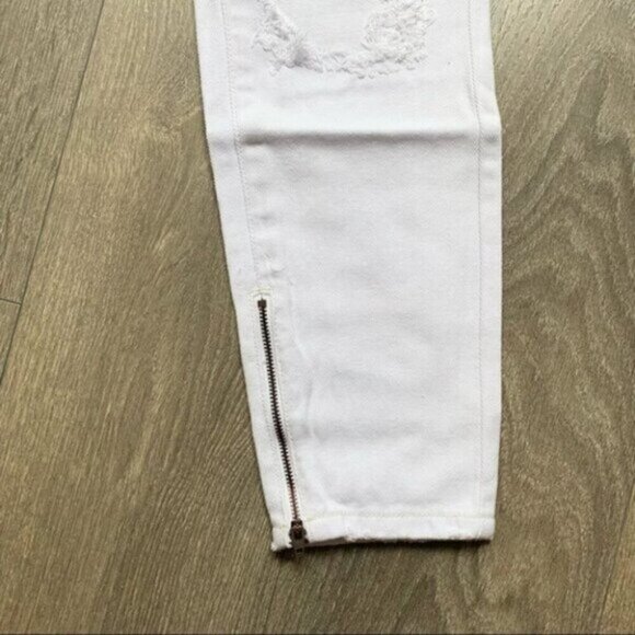 Revolve One Teaspoon White Freebirds Skinny Jeans Denim Ankle Zip lowrise Sz 26 - Picture 12 of 16